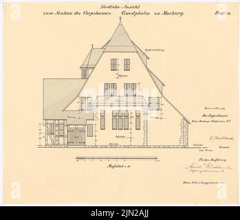 Knoblauch Gustav (1833-1916), Corpshaus Guestphalia, Marburg: Upper North Side 1:50. Tinte auf Transparent, 52,3 x 60,8 cm (einschließlich Scankanten) Stockfoto