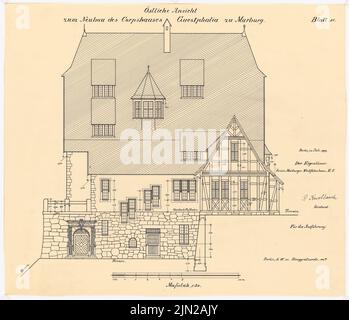 Knoblauch Gustav (1833-1916), Corpshaus Guestphalia, Marburg: Upper East Side 1:50. Tinte auf Transparent, 52,5 x 61,1 cm (einschließlich Scankanten) Stockfoto