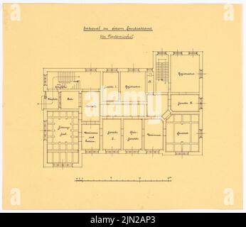 Gustav Garlic (1833-1916), Bezirkshaus, Neutomischel: Grundriß. Tinte auf Transparent, 37 x 42,7 cm (einschließlich Scankanten) Stockfoto