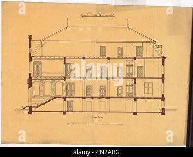 Gustav Garlic (1833-1916), Bezirkshaus, Neutomischel: Längsschnitt. Tinte auf Aquarell auf Transparent, 60 x 78,5 cm (einschließlich Scankanten) Stockfoto