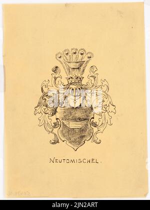 Gustav Garlic (1833-1916), Bezirkshaus, Neutomischel: Wappen. Tinte auf Transparent, 25 x 18,8 cm (einschließlich Scankanten) Stockfoto