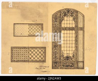 Gustav Garlic (1833-1916), Kreishaus, Neutomischel: 3 Details Interieur 1:10. Tinte auf Transparent, 41,1 x 53 cm (einschließlich Scankanten) Stockfoto