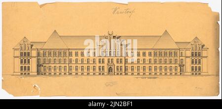 Knoblauch Gustav (1833-1916), Lehrerseminar, Wunstorf: 1. Vorentwurf: Oben. Tinte auf Transparent, 30,4 x 67,6 cm (einschließlich Scankanten) Stockfoto