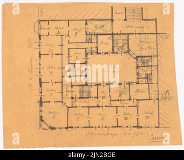 Knoblauch & Wex, Aquarium unter den Linden, Berlin: Vorskizze: Grundriss. Farbstift, Bleistift auf Transparent, 19,3 x 23,6 cm (einschließlich Scankanten) Stockfoto