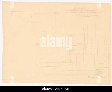 Knoblauch & Wex, Aquarium unter den Linden, Berlin: Lageplan. Bleistift, Farbstift auf Karton, 36,6 x 47,4 cm (inklusive Scankanten) Stockfoto