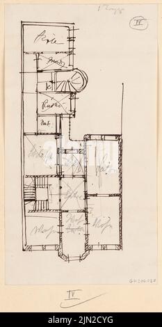 Knoblauch & Wex, Houses Ritterstraße 61-65, Berlin: Home No. 63: Grundriss OG. Tinte und Bleistift auf Papier, 22,6 x 11,7 cm (einschließlich Scankanten) Stockfoto