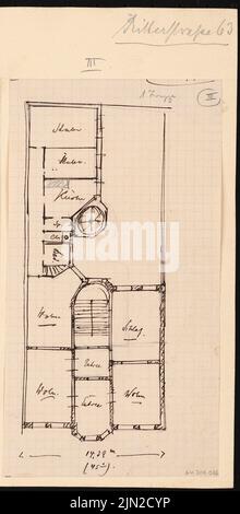 Knoblauch & Wex, Houses Ritterstraße 61-65, Berlin: Home No. 63: Grundriss OG. Tinte und Bleistift auf Papier, 25 x 12,3 cm (einschließlich Scankanten) Stockfoto