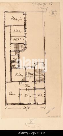 Knoblauch & Wex, Houses Ritterstraße 61-65, Berlin: Home No. 63: Grundriss OG. Tinte und Bleistift auf Papier, 22,8 x 11,2 cm (einschließlich Scankanten) Stockfoto