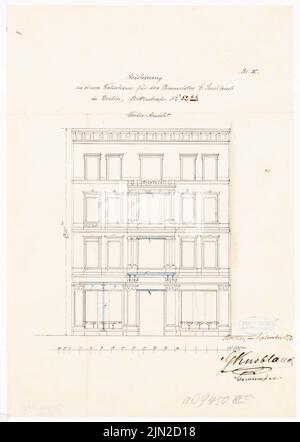 Knoblauch & Wex, Ritterstraße 61-65 Wohngebäude: Knoblauch Nr. 65: Vorderansicht. Tinte, Tinte farbig auf Transparent, 39,8 x 28,3 cm (einschließlich Scankanten) Stockfoto