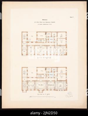 Knoblauch & Wex, Baron Huppmann Valbella I, Berlin: Grundriss EG und 1: 100. Tusche Aquarell auf Papier, 73,8 x 59,1 cm (einschließlich Scankanten) Stockfoto