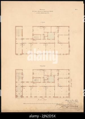 Knoblauch & Wex, Baron Huppmann Valbella I, Berlin: Grundriss 1. und EG 1: 100. Tinte, Bleistift und Tinte farbig wasserfarben auf Papier, 62,3 x 46,9 cm (einschließlich Scankanten) Stockfoto