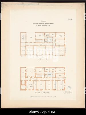 Knoblauch & Wex, Baron Huppmann Valbella I, Berlin: Floor Riss 2. und KG 1: 100. Tinte und Tinte farbig, Aquarell auf Papier, 74,8 x 58,5 cm (einschließlich Scankanten) Stockfoto