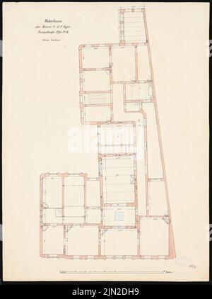 Knoblauch & Wex, Palais Eger Tempelhofer Ufer 10/11, Berlin: Grundriss OG. Tusche Aquarell auf Papier, 67,7 x 50,5 cm (einschließlich Scankanten) Stockfoto