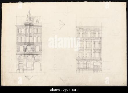 Knoblauch Gustav (1833-1916), Wohnhaus Wimmel II, Berlin-Mitte: 2 Aufrufe. Bleistift auf Papier, 35,4 x 51,9 cm (einschließlich Scankanten) Stockfoto