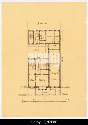 Knoblauch Gustav (1833-1916), Wohnhaus Konsul Reiss, Berlin-Schöneberg: Grundriss. Tinte auf Transparent, 27,3 x 20,2 cm (einschließlich Scankanten) Stockfoto