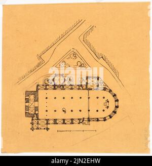 Knoblauch Gustav (1833-1916), Nicolaikirche, Berlin. Umbau: Grundriß. Tusche Aquarell auf transparent, 21,9 x 21,4 cm (inklusive Scankanten) Stockfoto