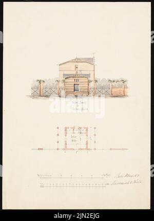 Hollin & Knoblauch, Chemiefabrik »Kanne« (Kunheim & Co.), Berlin-Niederschöneweide. Portier House: Portier Room: Grundriß, z. B. Blick nach vorne. Tusche Aquarell auf Papier, 42,7 x 31,2 cm (einschließlich Scankanten) Stockfoto