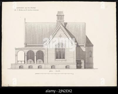 Knoblauch & Wex, Leichenhalle der Gemeinde St. Markus-und-Andreas, Berlin: Obere Seitenfassade. Tinte auf Papier, 52,4 x 70,2 cm (einschließlich Scankanten) Stockfoto