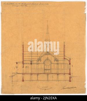 Knoblauch & Wex, Leichenhalle der Gemeinde St. Markus-und-Andreas, Berlin: Querschnitt 1: 100. Bleistift wasserfarbig bis transparent, 40,4 x 37 cm (einschließlich Scankanten) Stockfoto