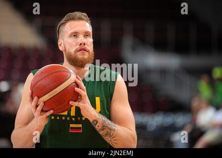 2022 08 07. Basketball. Litauen - Estland - 90:88 Uhr. Ignas Brazdeikis ist ein litauisch-kanadischer Basketballspieler, der als leichter Flügelspieler spielt. Stockfoto