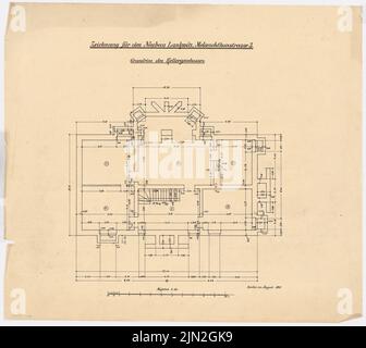 Knoblauch Gustav (1833-1916), Hausbaumeister E. Mellin, Berlin-Lankwitz: Lageplan KG 1:50. Tinte auf Transparent, 61,2 x 68,7 cm (einschließlich Scankanten) Stockfoto