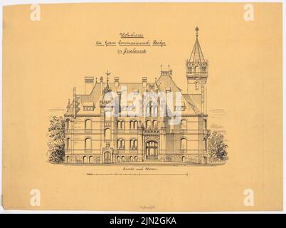 Knoblauch Gustav (1833-1916), Villa Commerzienrat Becker, Stralsund: Blick nach Westen 1: 100. Tinte auf Transparent, 44,8 x 60 cm (einschließlich Scankanten) Stockfoto