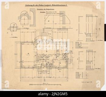 Knoblauch Gustav (1833-1916), Hausbaumeister E. Mellin, Berlin-Lankwitz: Grundriss EG 1:50 und Details. Tinte auf Transparent, 65,3 x 75,8 cm (einschließlich Scankanten) Stockfoto