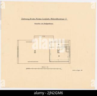 Knoblauch Gustav (1833-1916), Hausbaumeister E. Mellin, Berlin-Lankwitz: Grundriss EG 1:50. Tinte auf Transparent, 57,7 x 62 cm (einschließlich Scankanten) Stockfoto