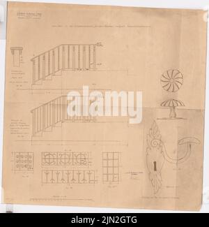 Knoblauch Gustav (1833-1916), Baumeister E. Mellin, Berlin-Lankwitz: Details zur Schlosserarbeit 1:10, 1: 1. Leichter Bruch auf Papier, 68,3 x 67,2 cm (einschließlich Scankanten) Stockfoto