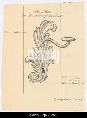 Knoblauch Gustav (1833-1916), Hausbaumeister E. Mellin, Berlin-Lankwitz: Einbau der Haupteingangstür. Bleistift auf Transparent, 45,6 x 35,5 cm (einschließlich Scankanten) Stockfoto