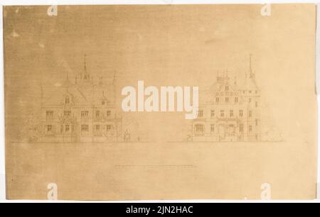 Knoblauch Gustav (1833-1916), Villa Kunheim, Berlin-Niederschönweide: 2 Aufrufe. Leichter Bruch auf Papier, 27,5 x 43,3 cm (einschließlich Scankanten) Stockfoto