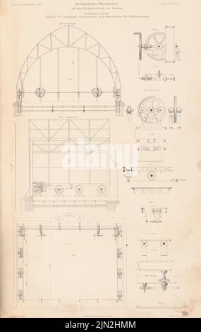 Spieker Paul (1826-1896), wissenschaftliche Institute auf dem Telegrafenberg, Potsdam. (Aus: Atlas zur Zeitschrift für Bauwesen, Hrsg. v. Ministerium für öffentliche Arbeiten, Jg. 44, 1894): Schneidet Wohnungen für Durchgangsbeobachtungen des geodätischen Instituts. Stich auf Papier, 42,8 x 27,1 cm (einschließlich Scankanten) Stockfoto