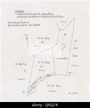 Gustav Knoblauch (1833-1916), Landhaus Dr. Ruge, Nardevitz: Lageplan 1: 1000. Tinte auf Transparent, 31,6 x 28 cm (einschließlich Scankanten) Stockfoto