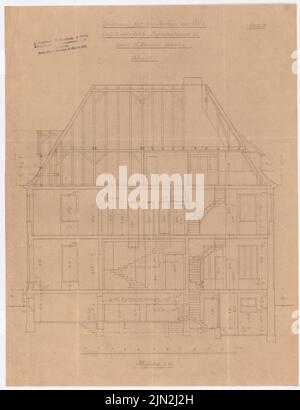 Knoblauch Gustav (1833-1916), Villa Rewald, Berlin-Lichterfelde: Schnitt 1:50. Leichter Bruch auf Papier, 56,6 x 43,5 cm (einschließlich Scankanten) Stockfoto