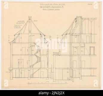 Knoblauch Gustav (1833-1916), Villa Rald, Berlin-Lichterfelde: Schnitte 1:50. Bleistift auf Transparent, 53,4 x 61,4 cm (einschließlich Scankanten) Stockfoto