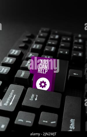 Inspiration zeigt Zeichen, die Sie helfen können. Internet-Konzept eine freiwillige Hilfe zeigen in Not Geben Sie Hilfe -48937 Stockfoto