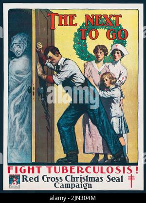 Die nächsten zu gehen. Tuberkulose bekämpfen! Rotes Kreuz-Weihnachts-Siegel-Kampagne (1919) Poster aus der Zeit des Ersten Weltkriegs Stockfoto