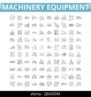 Maschinensymbole, Linienzeichen, Bahnschilder, Vektorset, isolierte Illustration Stock Vektor