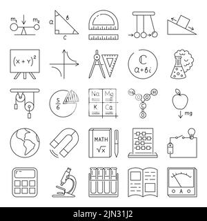 Symbole für den Bildungsbereich im Linienstil. Vektorgrafik. Stock Vektor