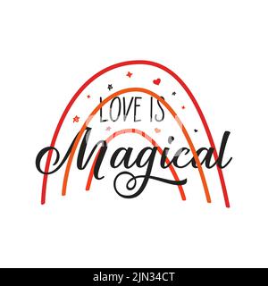 Sticker zum Valentinstag - Liebe ist magisch. Vektordesign Stock Vektor