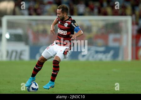 Rio de Janeiro, Brasilien,14. April 2022. Fußballspieler Everton Ribeiro feiert sein Tor für flamengo im Spiel Flamengo x Talleres für den C Stockfoto