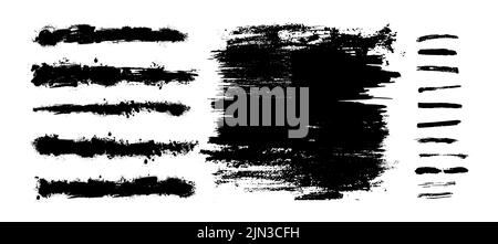 Pinselstriche. Vektor-Pinsel-Set, Pinselstriche Vorlagen. Grunge Designelemente. Lange Textfelder. Schmutzige Distress Texture-Banner. Grungy Stock Vektor