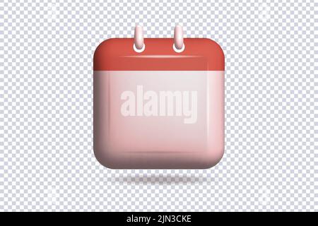Glänzend minimal 3D Tageskalender-Symbol in Kunststoff-Cartoon-Stil auf transparent. Rendering des Tagesplaners. Plan für Kalenderereignisse, Arbeitsplanung c Stock Vektor