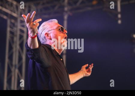 Paul McLoone der Untertöne während des Aufführens der Band auf dem Wickham Festival, Hampshire, Großbritannien Stockfoto