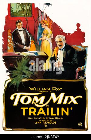 Vintage-Filmplakat – Tom Mix in Trailin' (Fox, 1921) Stockfoto