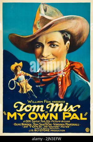 Tom Mix, Vintage Filmposter - My Own Pal (Fox, 1926). Stockfoto