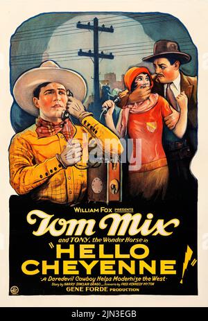 Vintage Filmposter - Tom Mix und Tony, das Wunderpferd in Hello Cheyenne! (Fox, 1928) Stockfoto