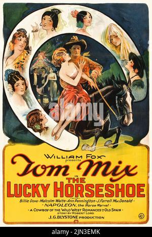 Vintage Filmposter für den Film The Lucky Horseshoe von 1925 mit Tom Mix Stockfoto