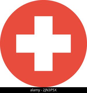 Symbol für das Kreuz des Krankenwagens. Konzept der Krankenhäuser, Notfälle und Gesundheitsversorgung. Stock Vektor