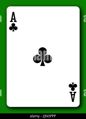 ACE of Clubs Spielkarte 3D Abbildung mit Clipping Path Stockfoto